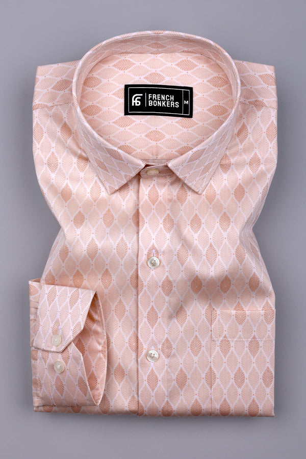 Crayola Peach Orange Leaf Printed Cotton Shirt