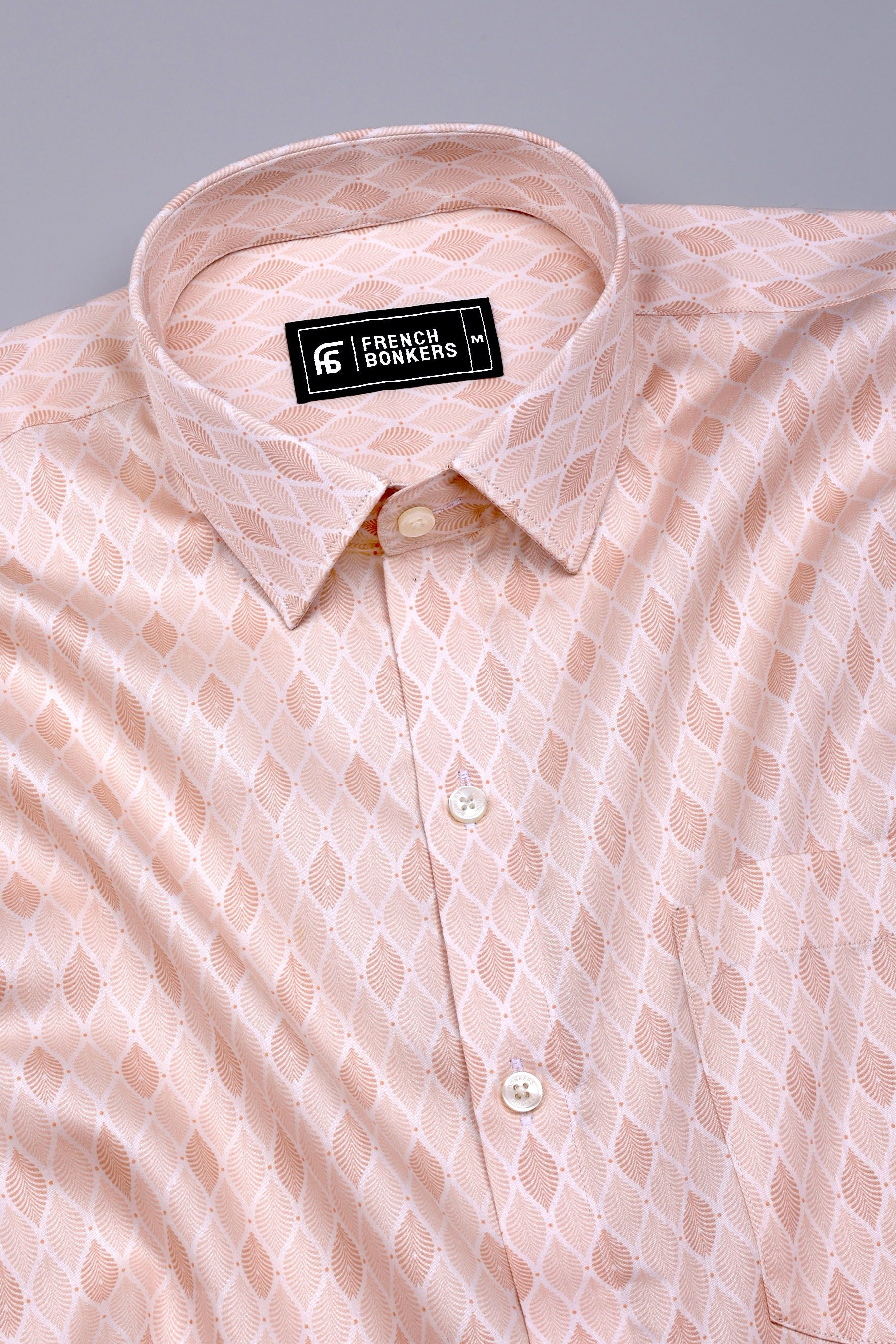 Crayola Peach Orange Leaf Printed Cotton Shirt