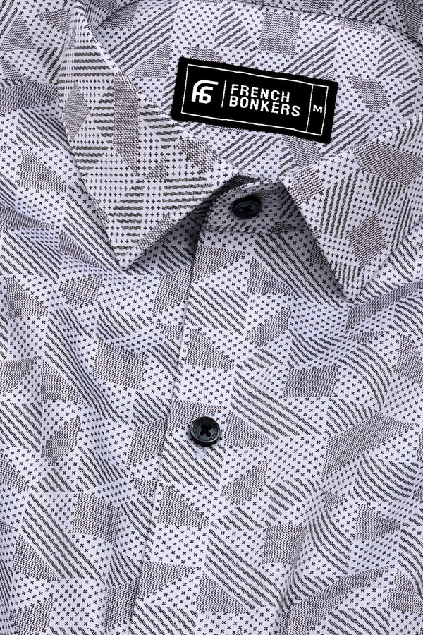 Magic Black With White Printed Cotton Shirt