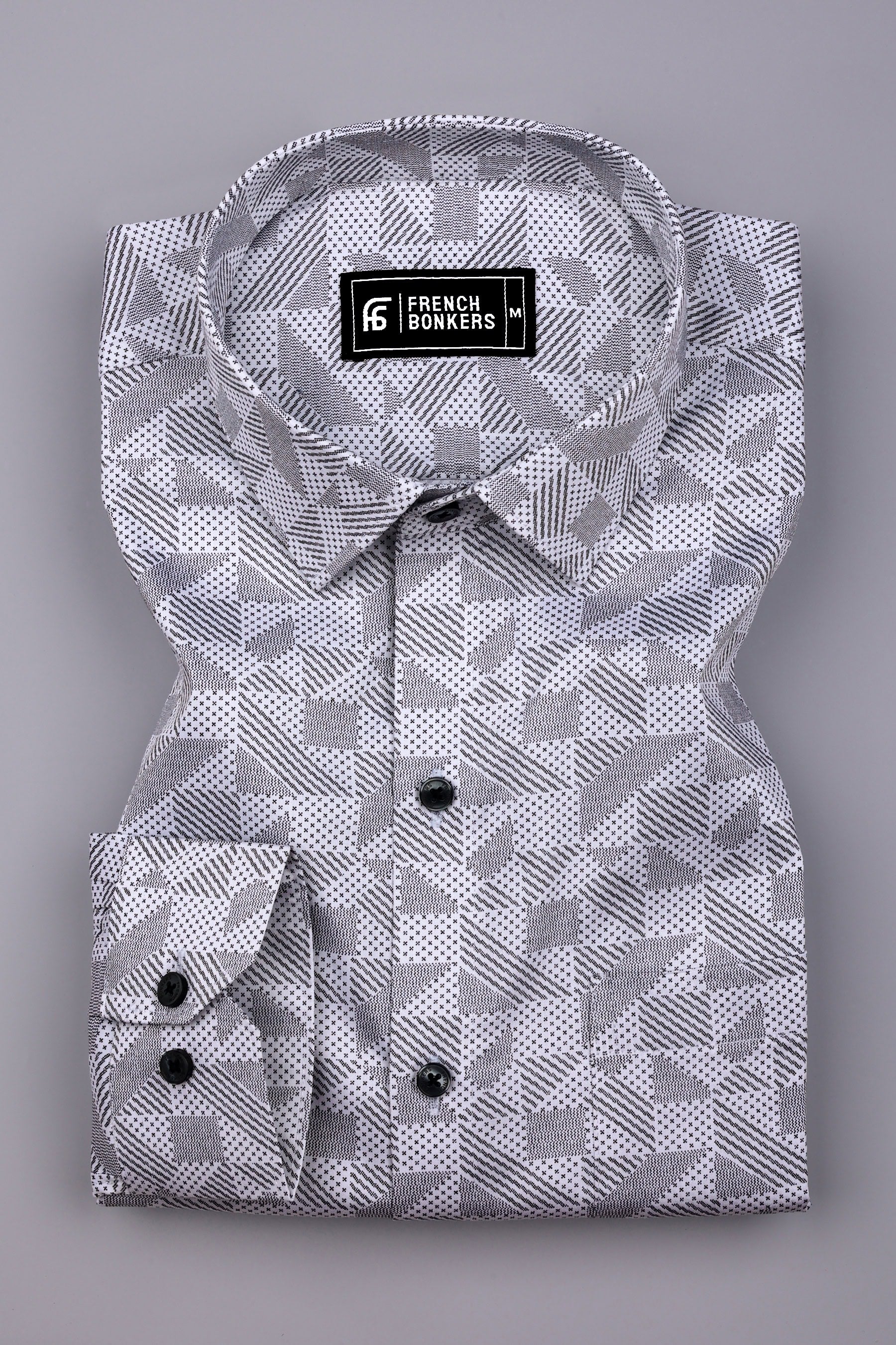 Magic Black With White Printed Cotton Shirt