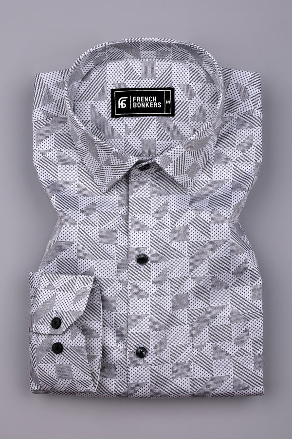 Magic Black With White Printed Cotton Shirt