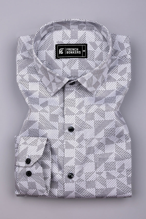 Magic Black With White Printed Cotton Shirt