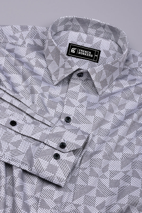 Magic Black With White Printed Cotton Shirt