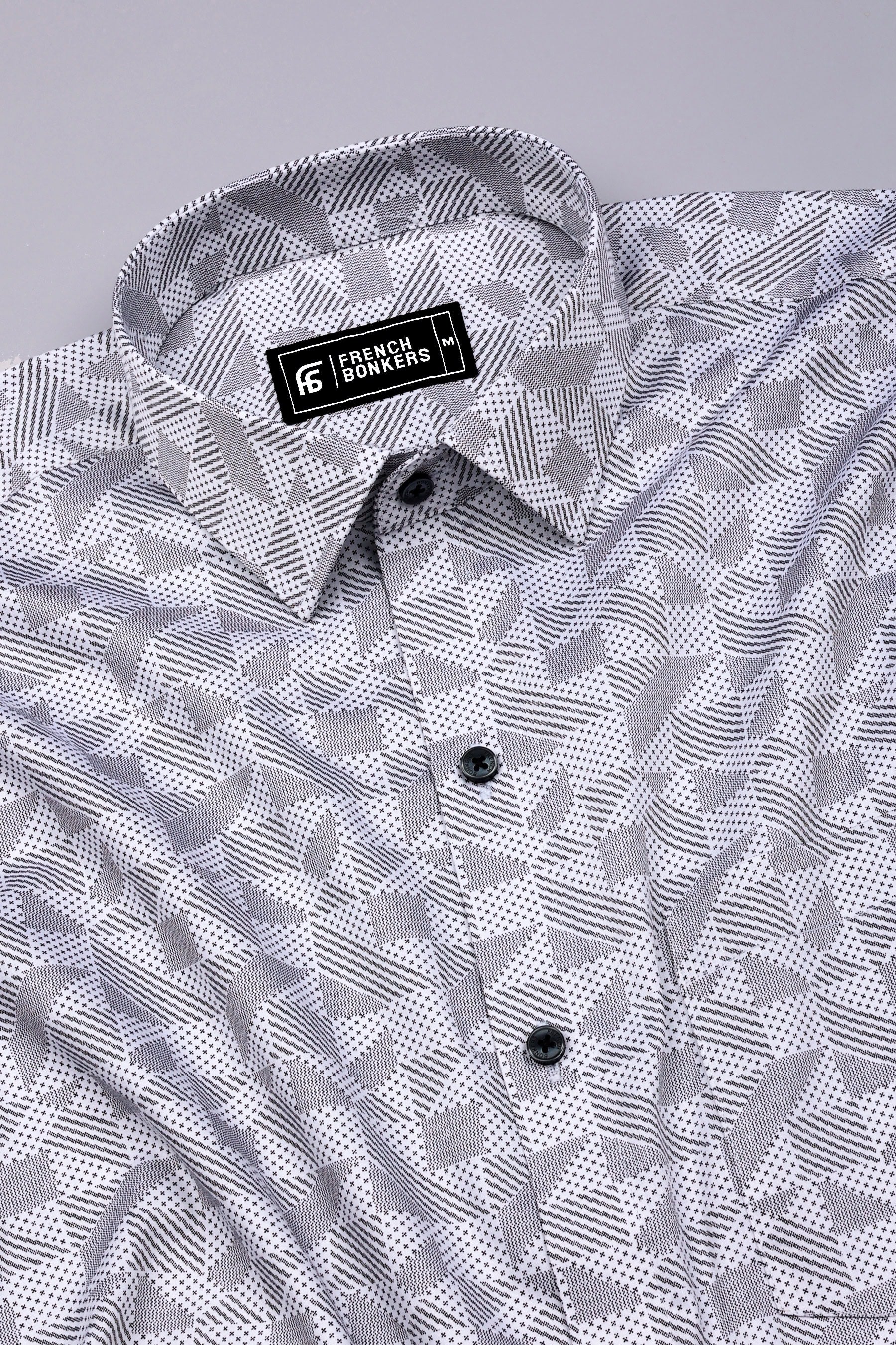 Magic Black With White Printed Cotton Shirt