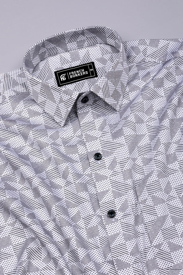 Magic Black With White Printed Cotton Shirt