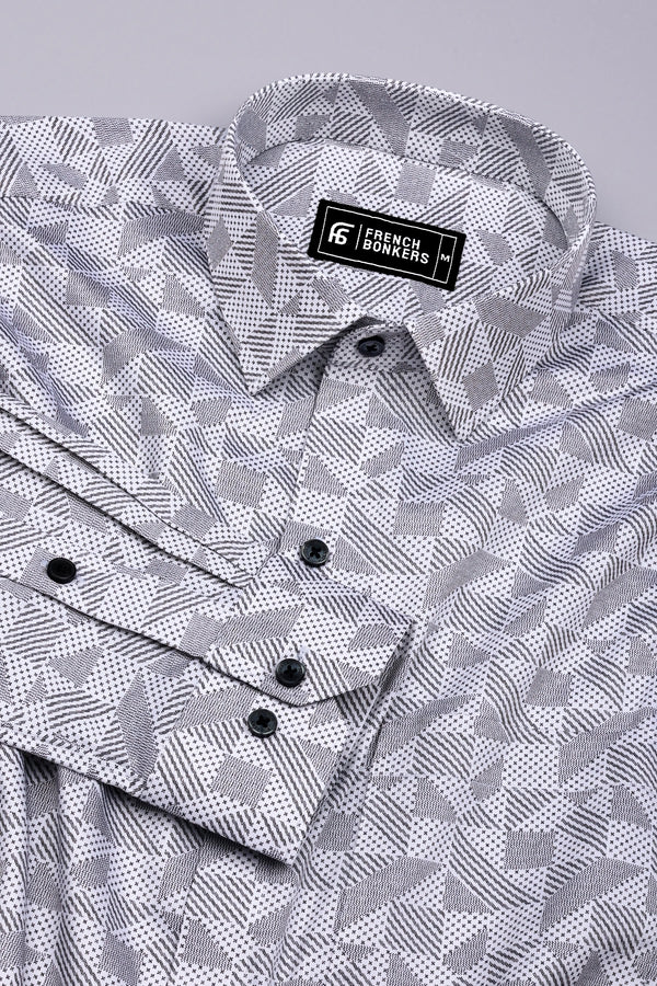 Magic Black With White Printed Cotton Shirt