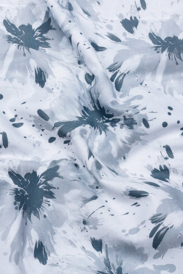 Anchor Grey With White Printed Cotton Shirt