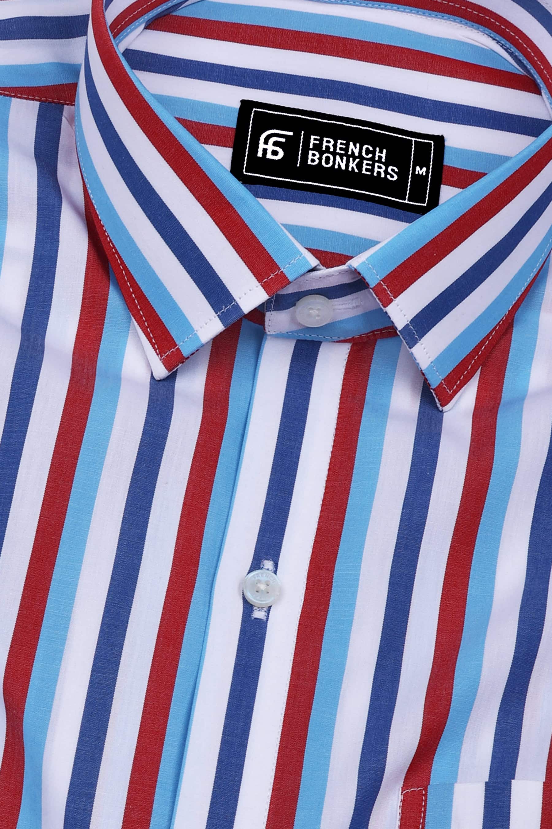 Rivon Multicolor Stripe Poplin Cotton Shirt