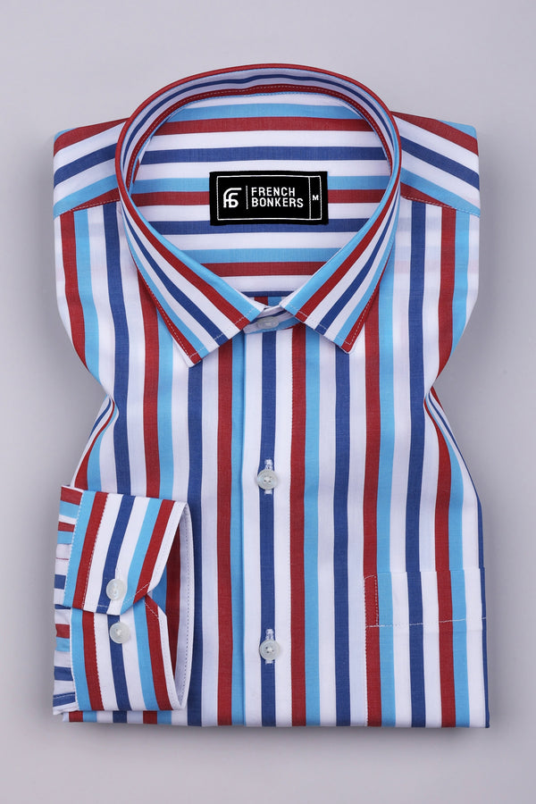 Rivon Multicolor Stripe Poplin Cotton Shirt