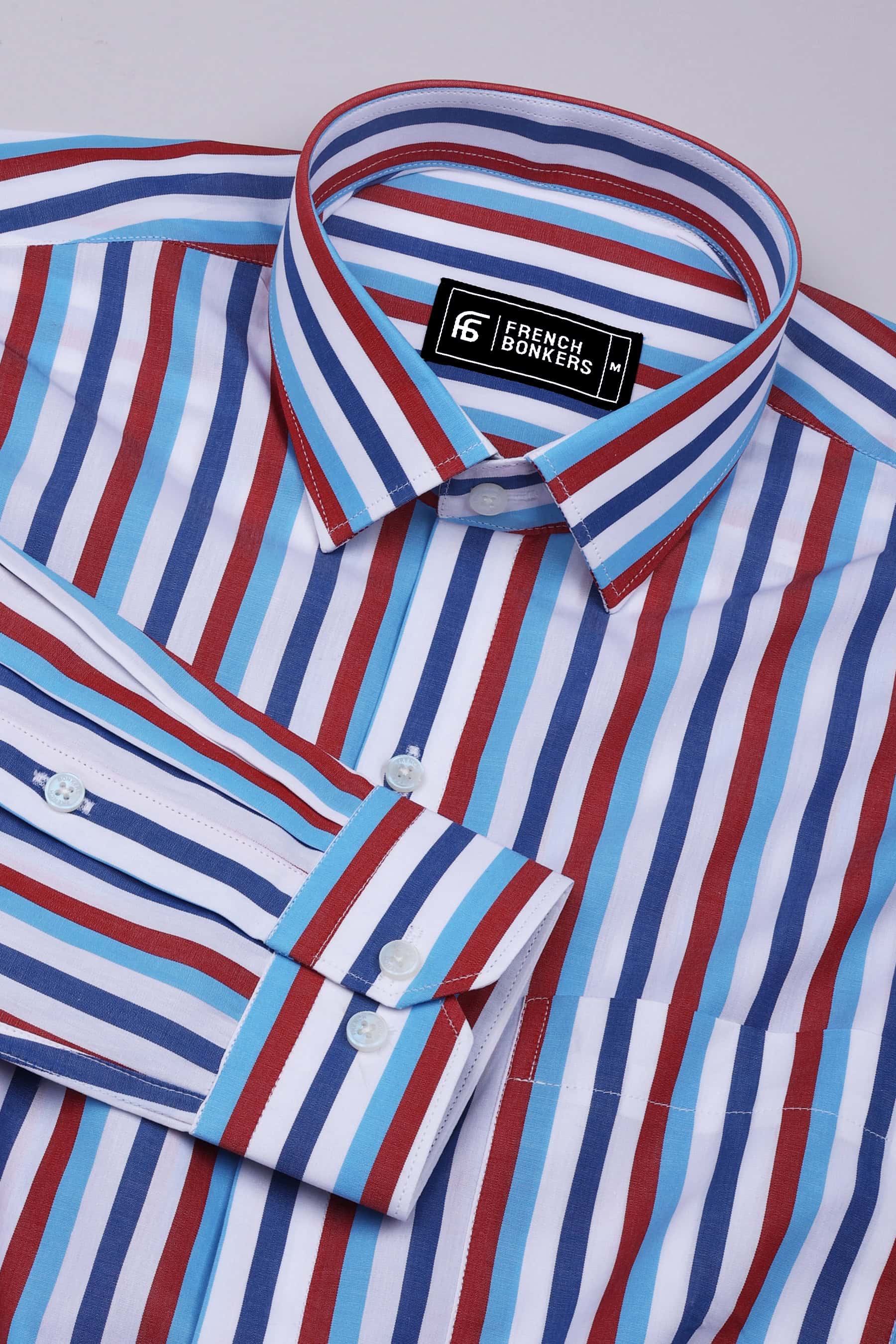 Rivon Multicolor Stripe Poplin Cotton Shirt