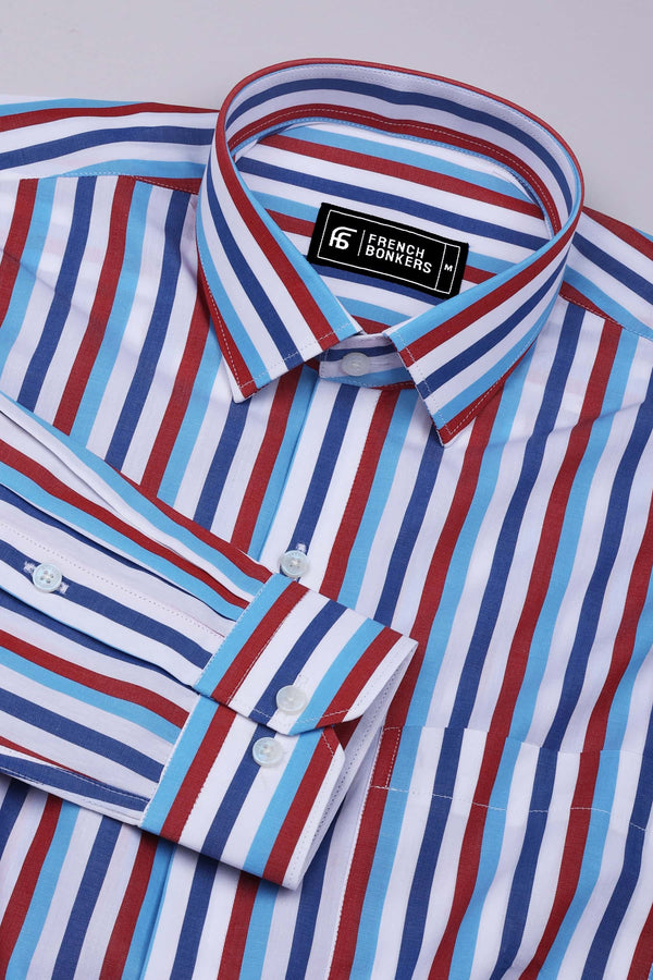 Rivon Multicolor Stripe Poplin Cotton Shirt
