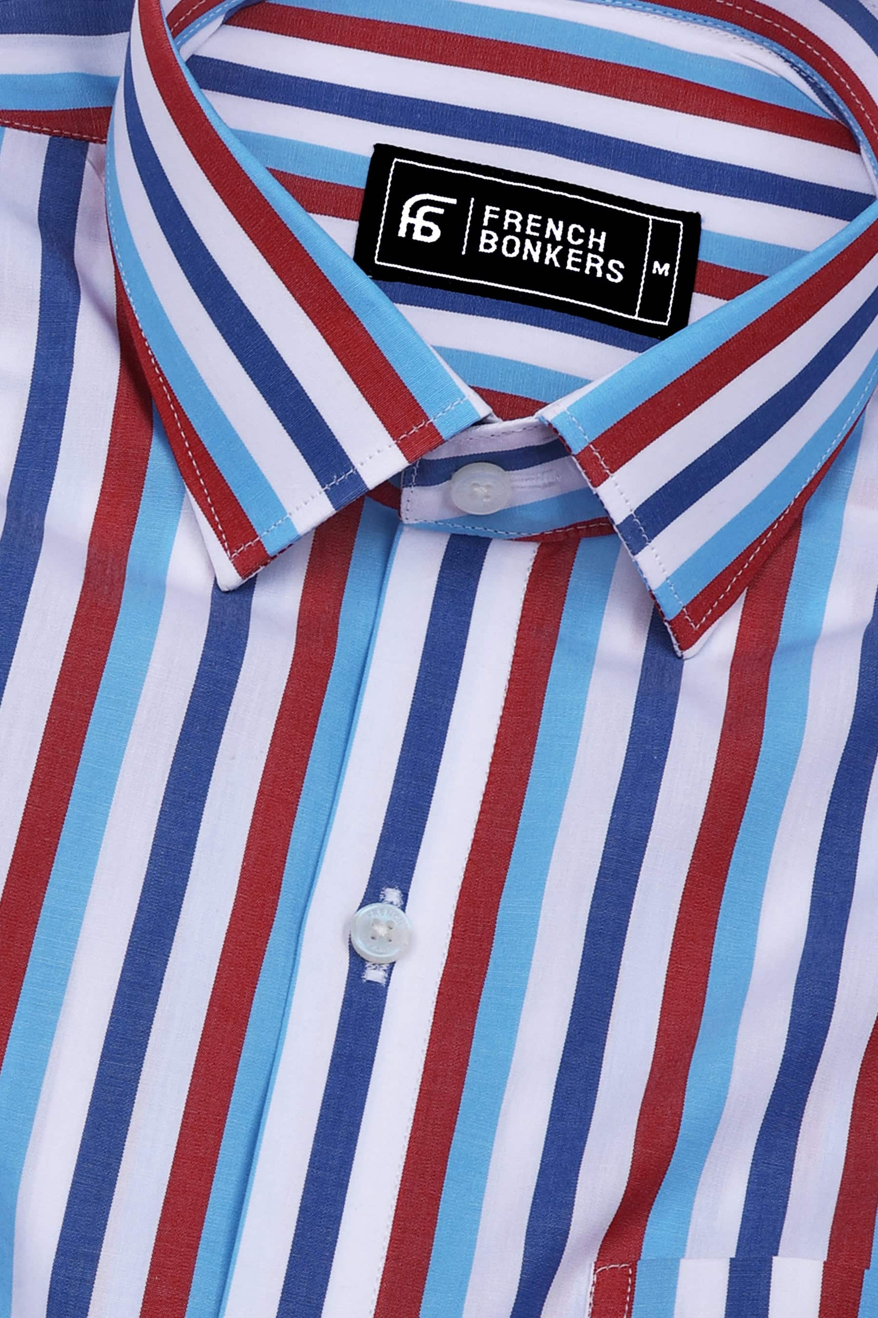 Rivon Multicolor Stripe Poplin Cotton Shirt