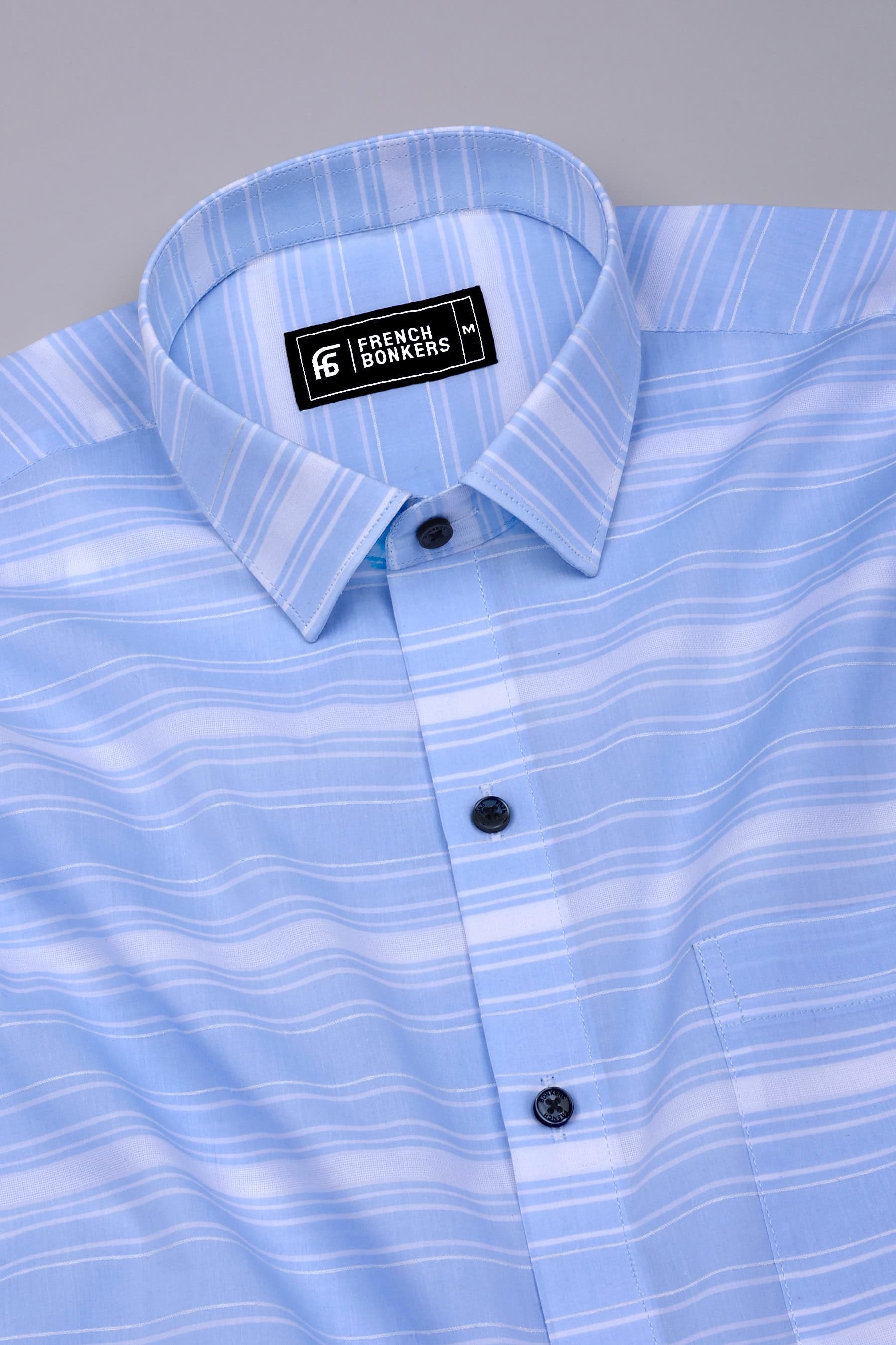 Oshiro SkyBlue Weft Stripe Oxford Cotton Shirt