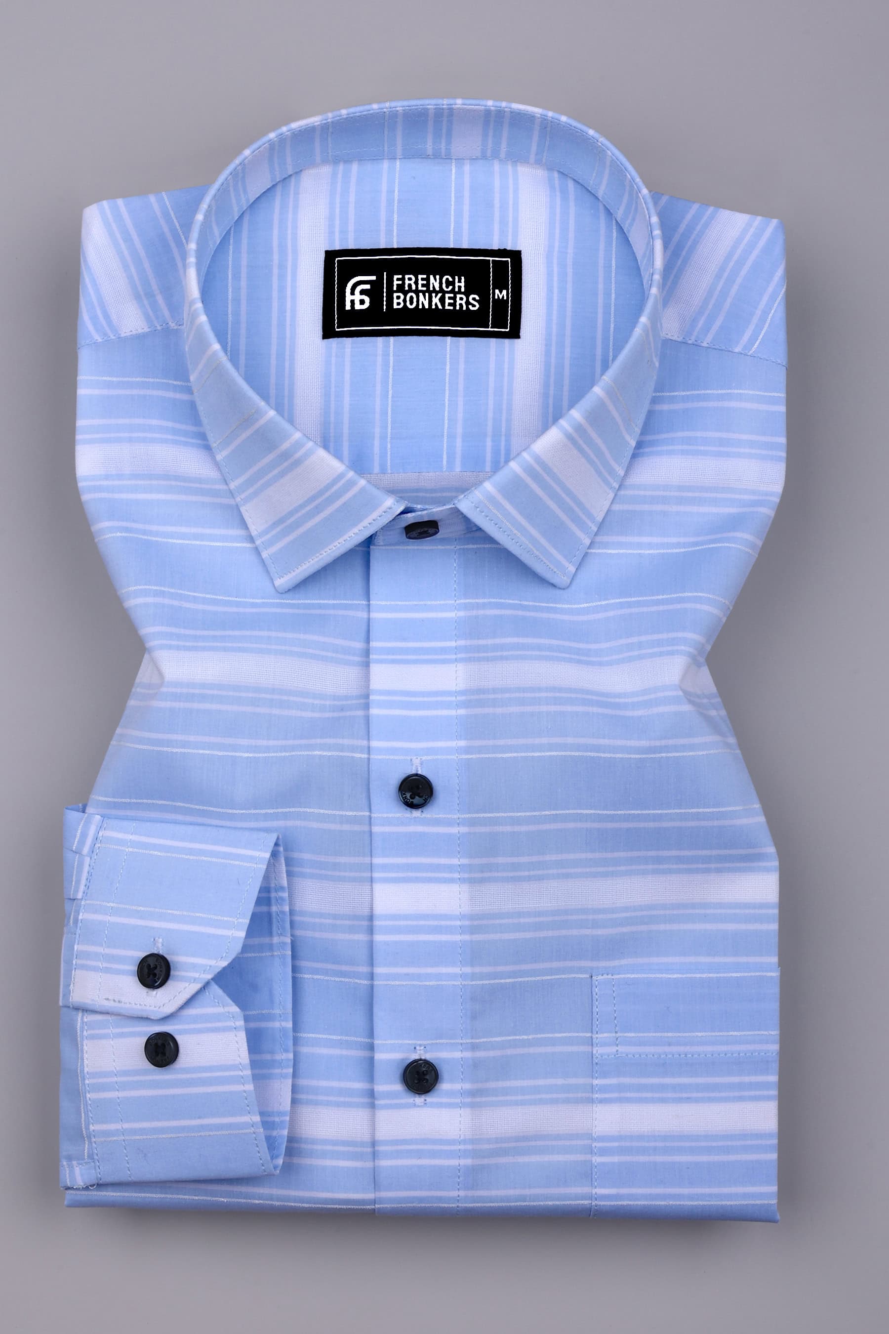 Oshiro SkyBlue Weft Stripe Oxford Cotton Shirt