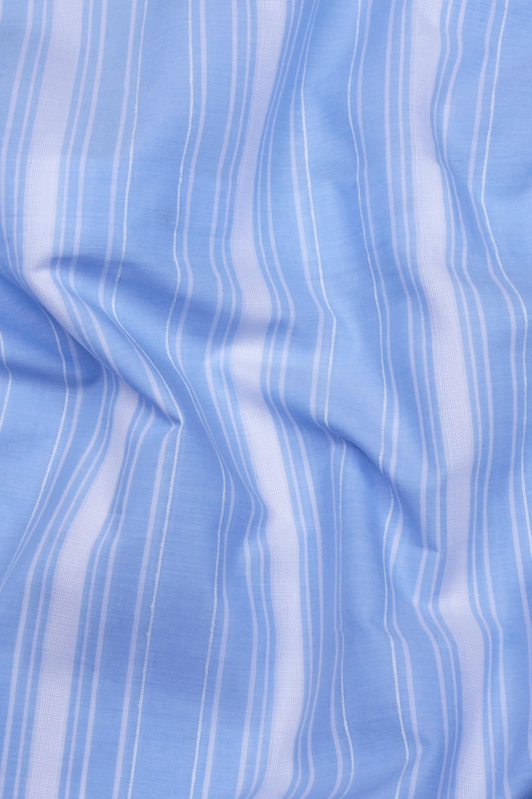 Oshiro SkyBlue Weft Stripe Oxford Cotton Shirt