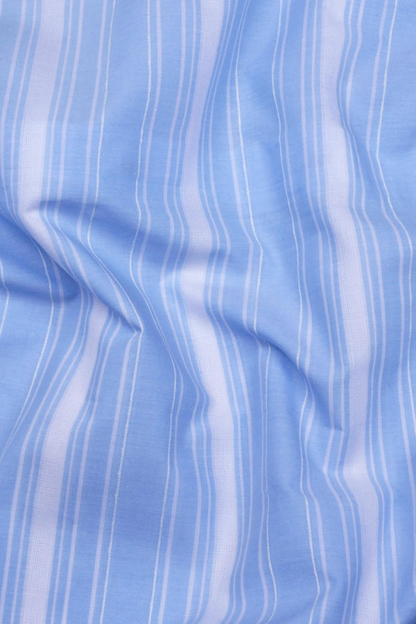 Oshiro SkyBlue Weft Stripe Oxford Cotton Shirt