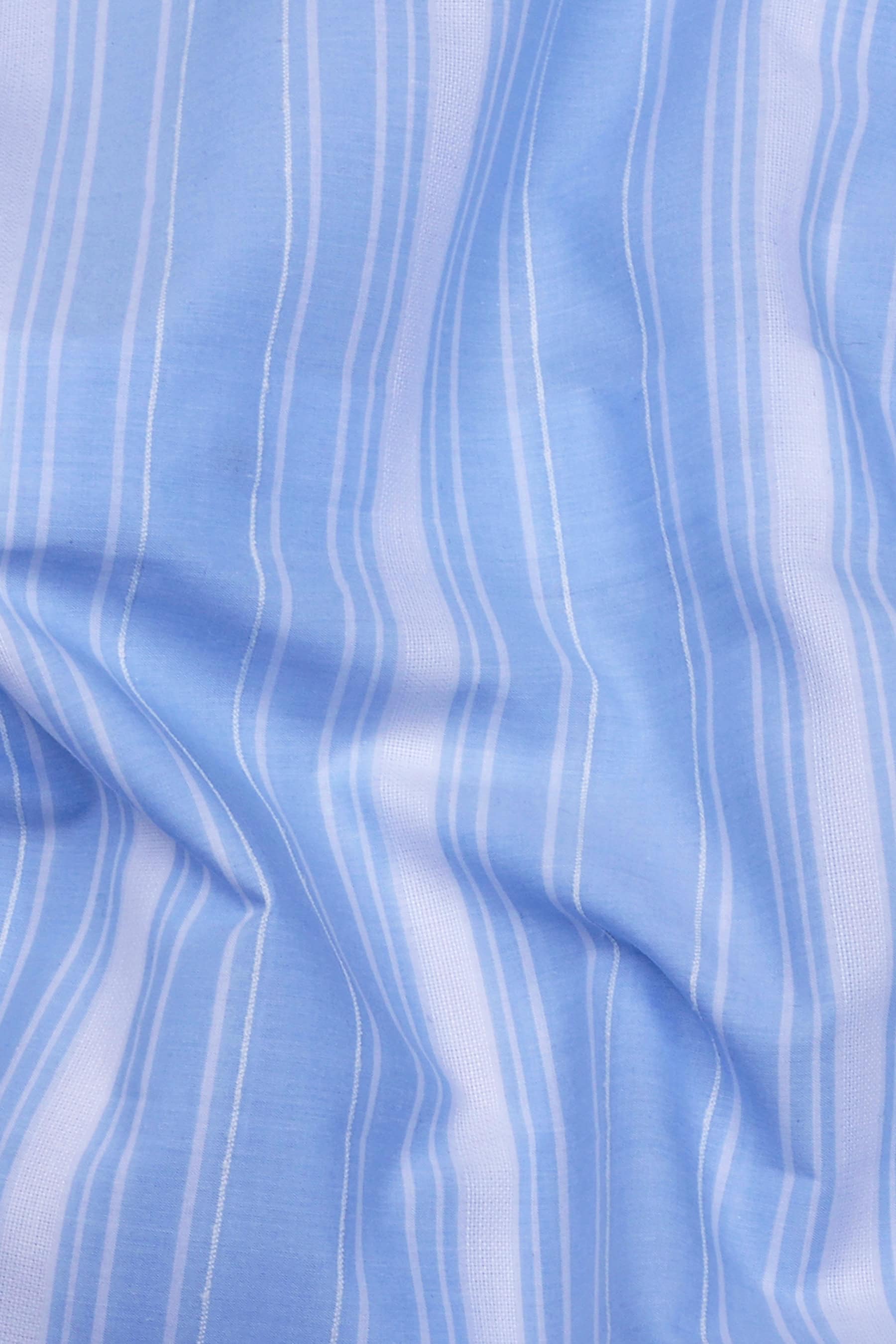 Oshiro SkyBlue Weft Stripe Oxford Cotton Shirt