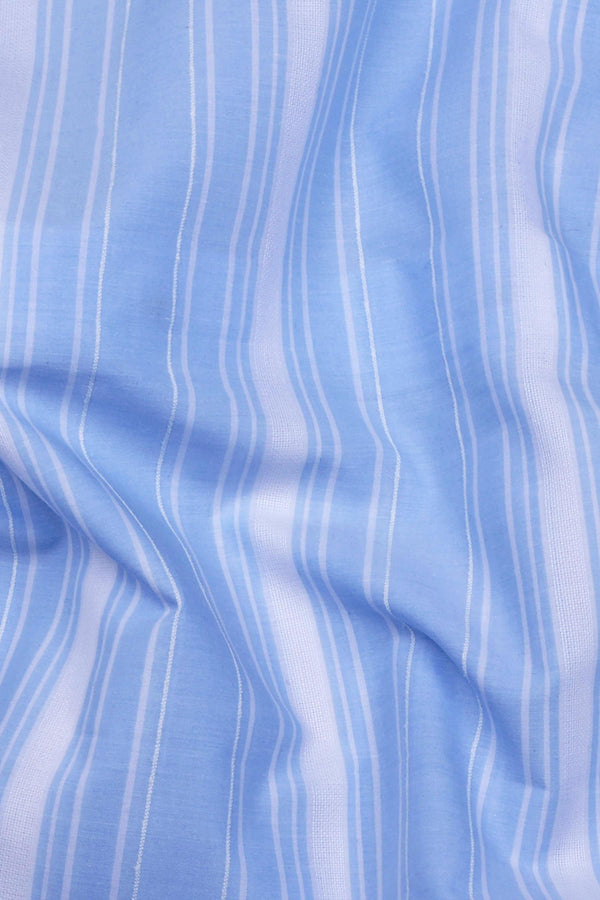 Oshiro SkyBlue Weft Stripe Oxford Cotton Shirt