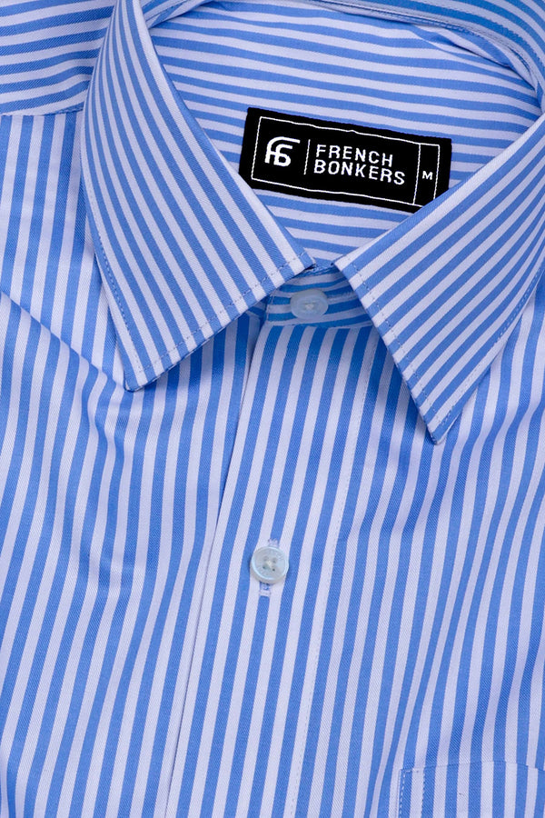 Gem Blue Twill Stripe Premium Giza Shirt