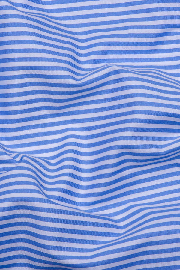 Gem Blue Twill Stripe Premium Giza Shirt