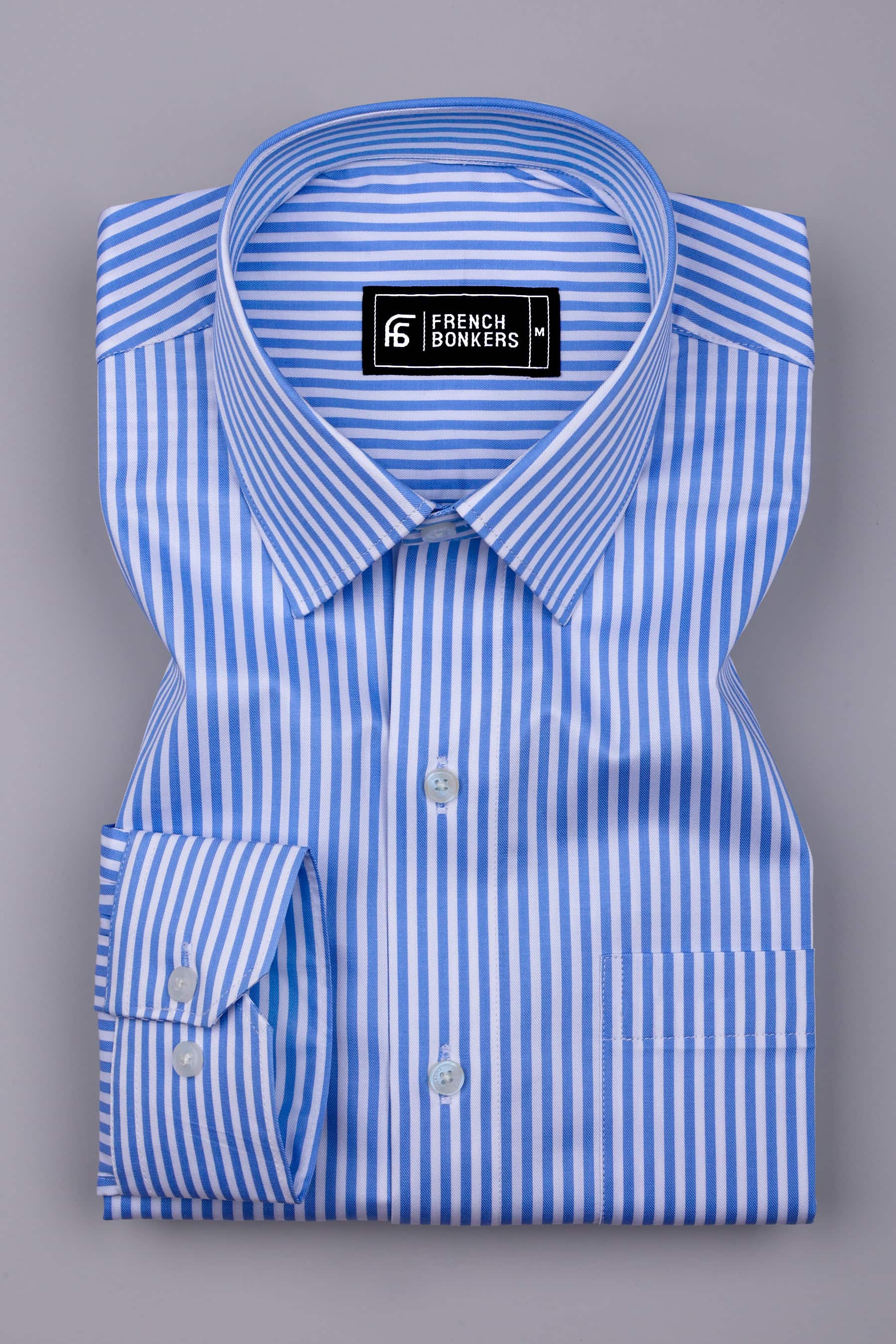 Gem Blue Twill Stripe Premium Giza Shirt