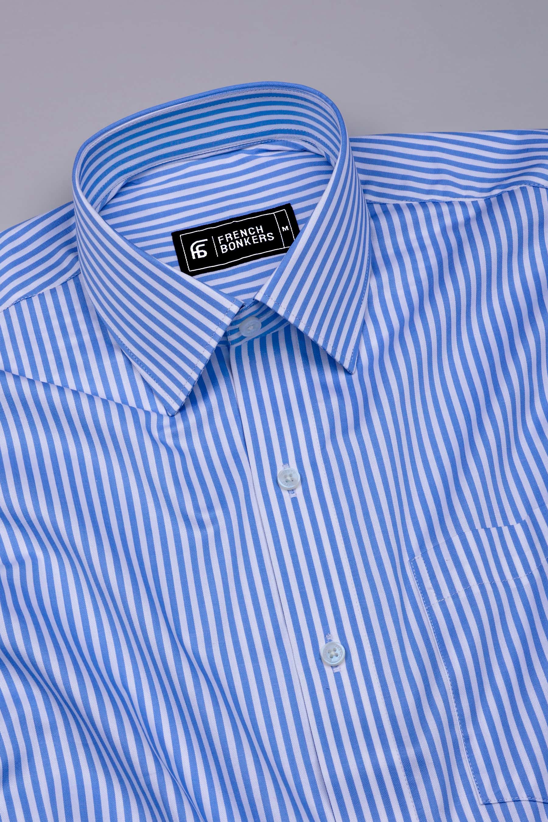 Gem Blue Twill Stripe Premium Giza Shirt