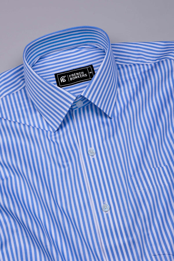 Gem Blue Twill Stripe Premium Giza Shirt