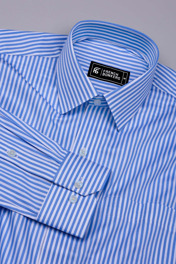 Gem Blue Twill Stripe Premium Giza Shirt