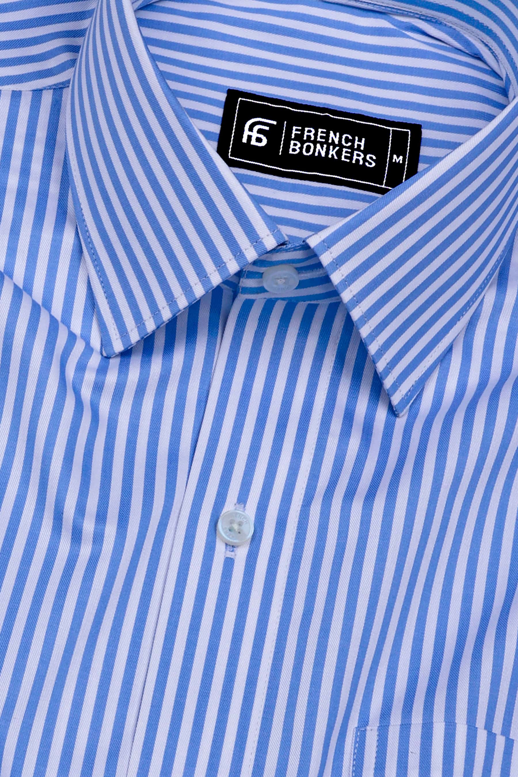 Gem Blue Twill Stripe Premium Giza Shirt