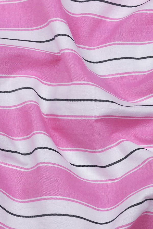 Crisin Pink With White Stripe Cotton Shirt