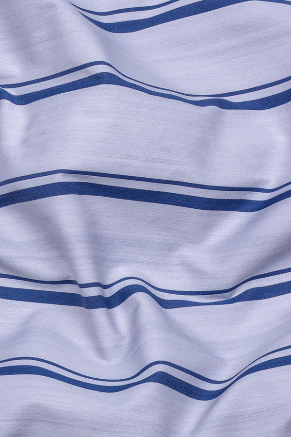 Zephy Grey With Blue Stripe Cotton Shirt