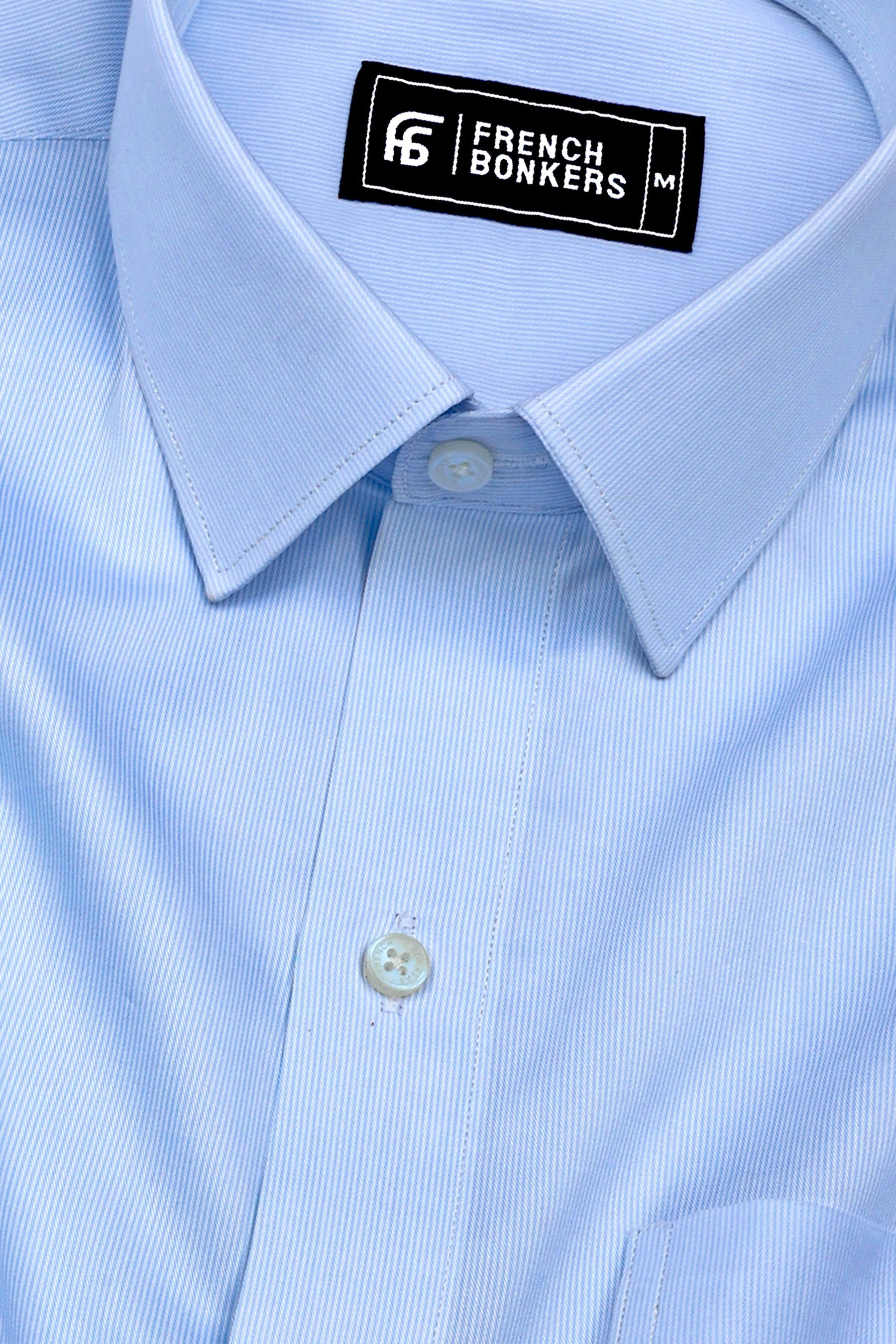 Vionel Sky Blue Pencil Stripe Cotton Formal Shirt