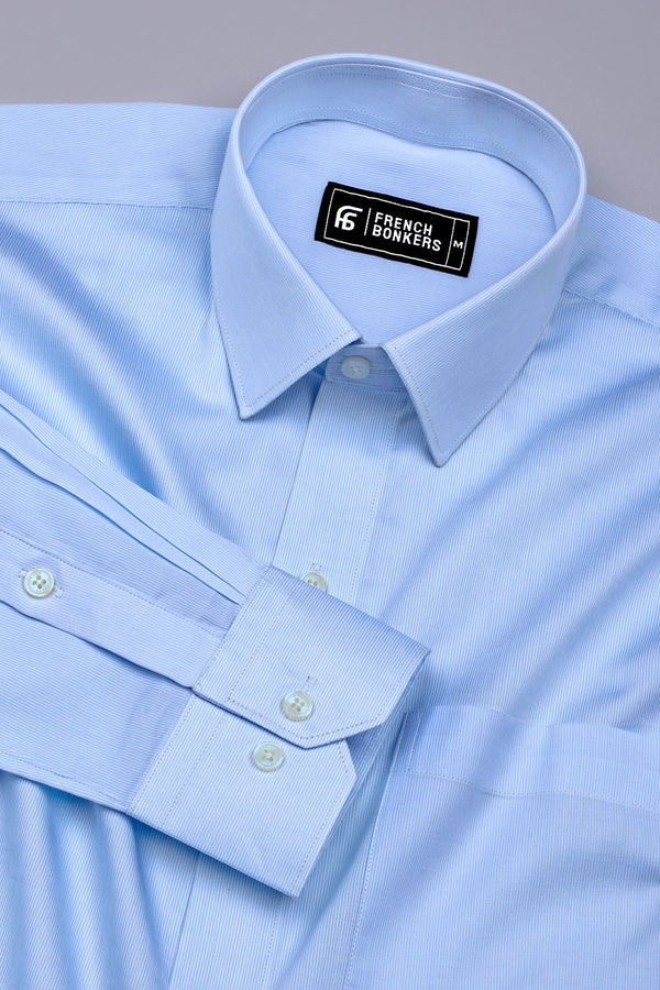 Vionel Sky Blue Pencil Stripe Cotton Formal Shirt