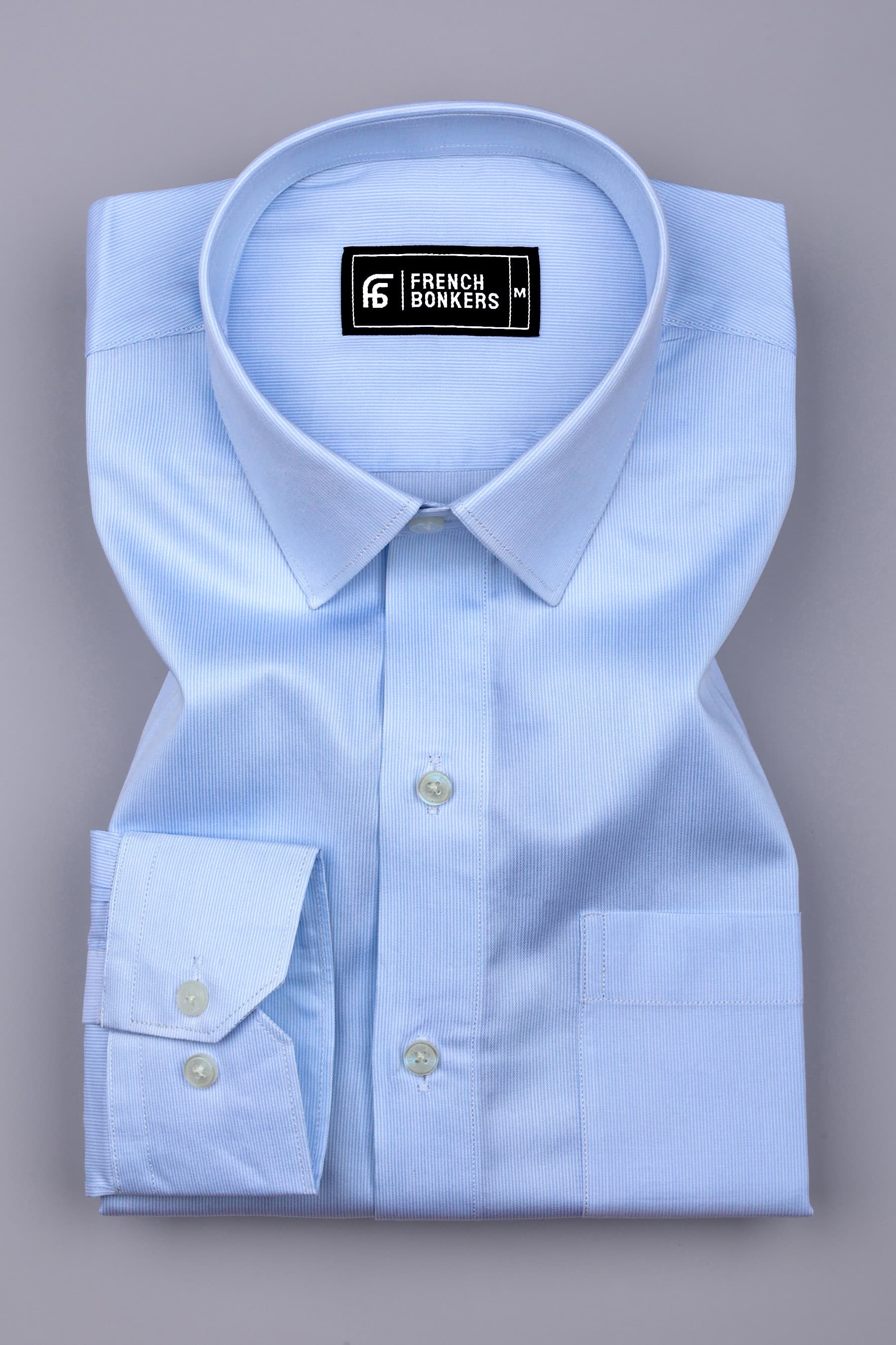 Vionel Sky Blue Pencil Stripe Cotton Formal Shirt