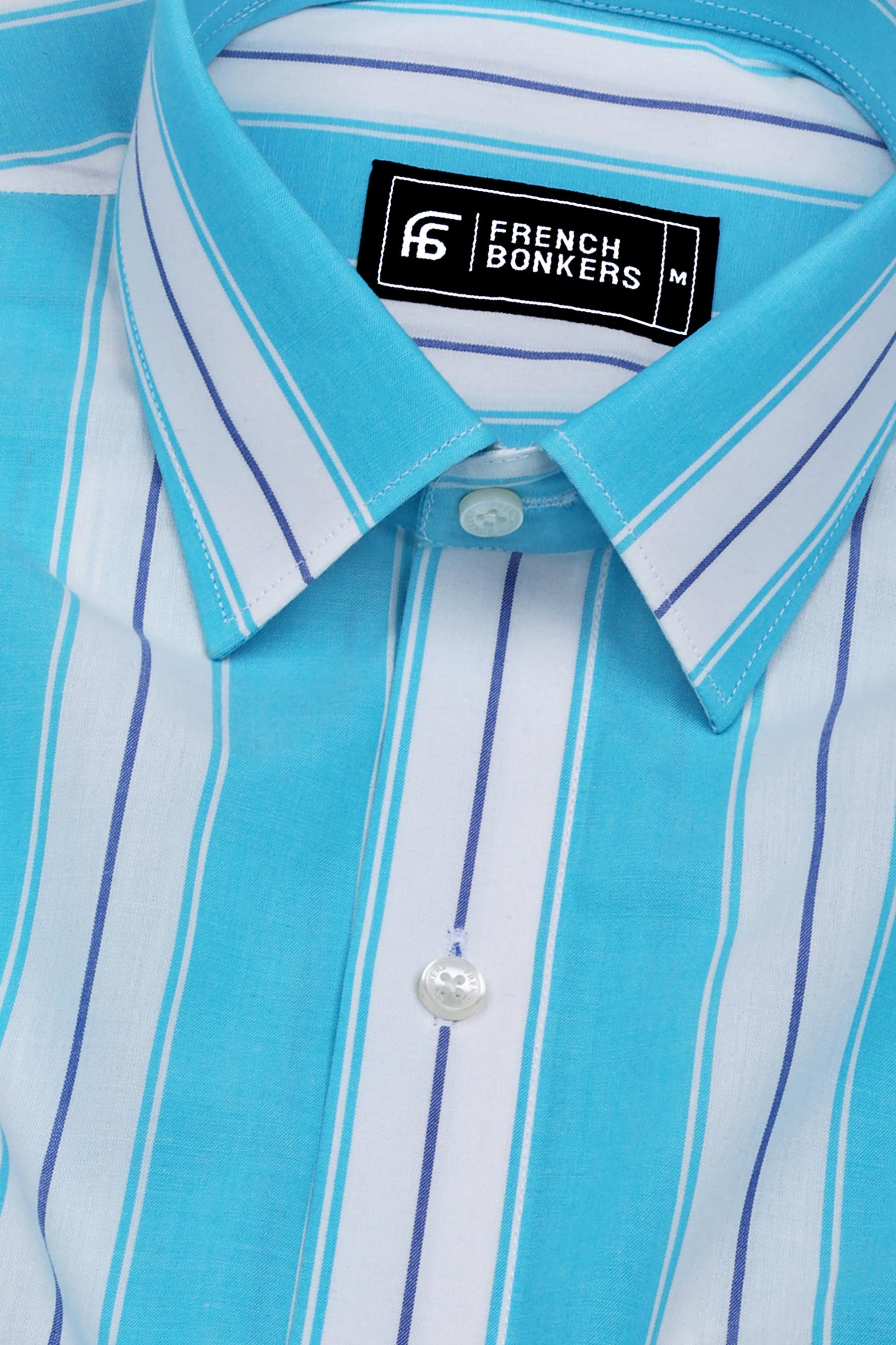 Crisin Blue With White Stripe Cotton Shirt