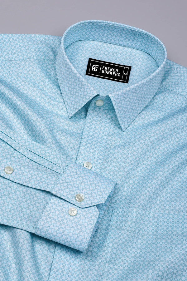 Light Sea Green Printed Cotton Shirt