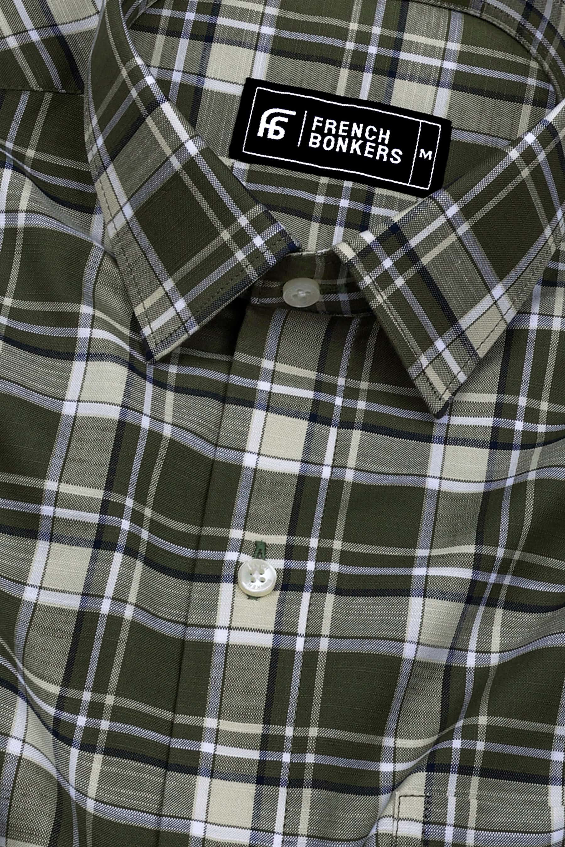 Reseda Green Linen Cotton Check Shirt