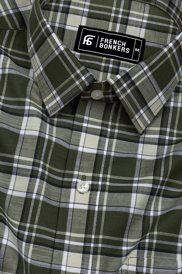 Reseda Green Linen Cotton Check Shirt