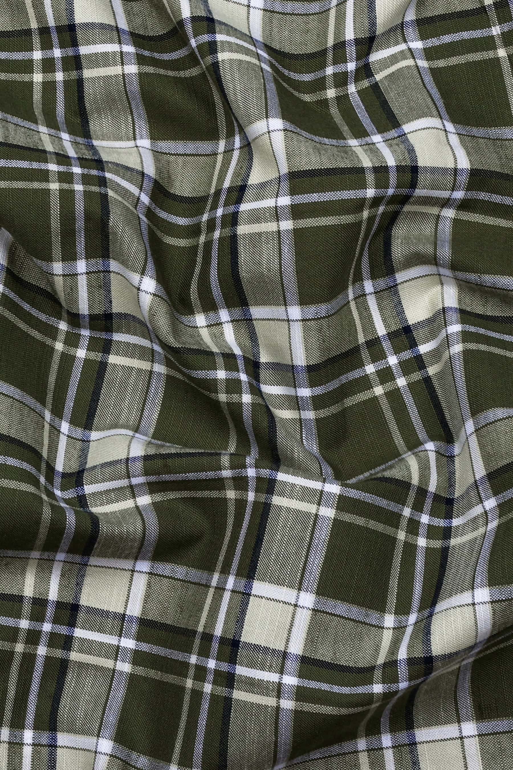 Reseda Green Linen Cotton Check Shirt