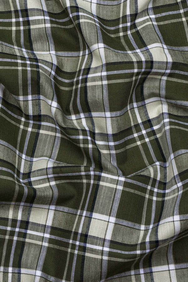 Reseda Green Linen Cotton Check Shirt