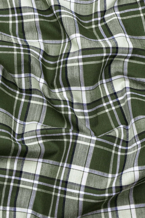 Reseda Green Linen Cotton Check Shirt