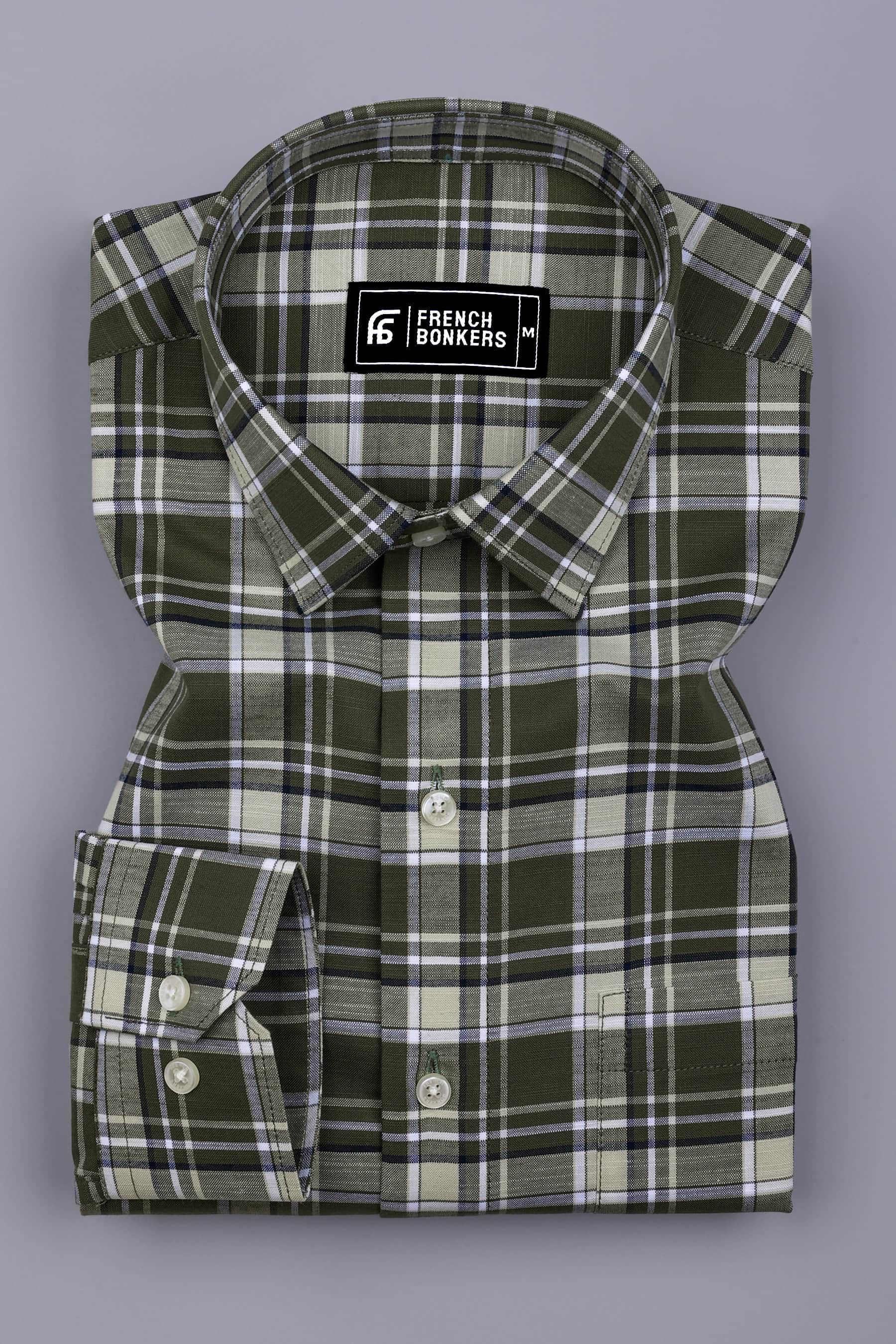 Reseda Green Linen Cotton Check Shirt