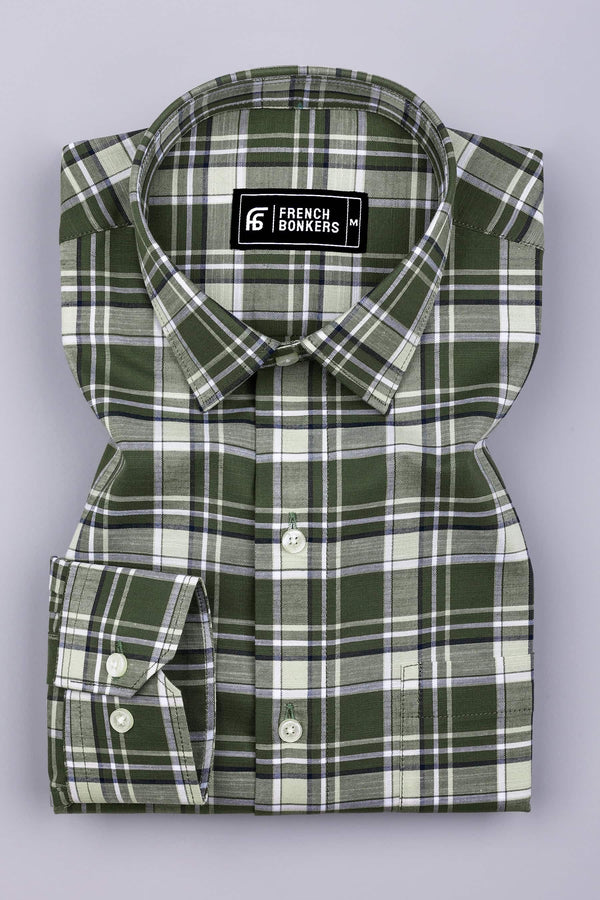 Reseda Green Linen Cotton Check Shirt