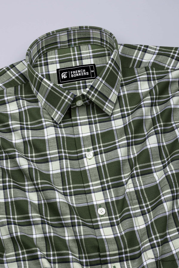Reseda Green Linen Cotton Check Shirt