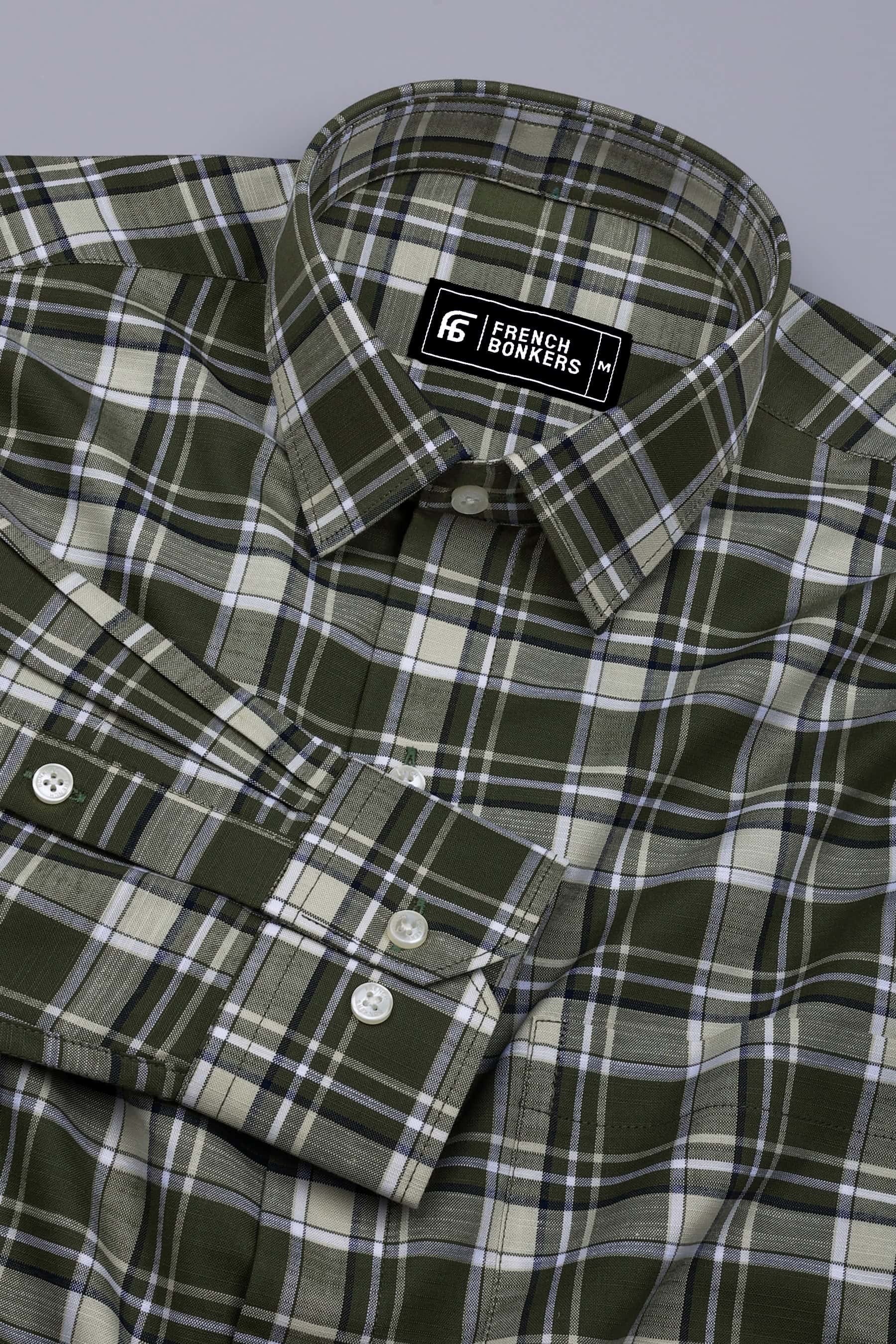 Reseda Green Linen Cotton Check Shirt