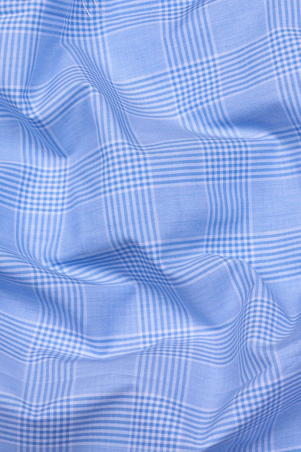 Raindrop Blue With White Check Cotton Shirt