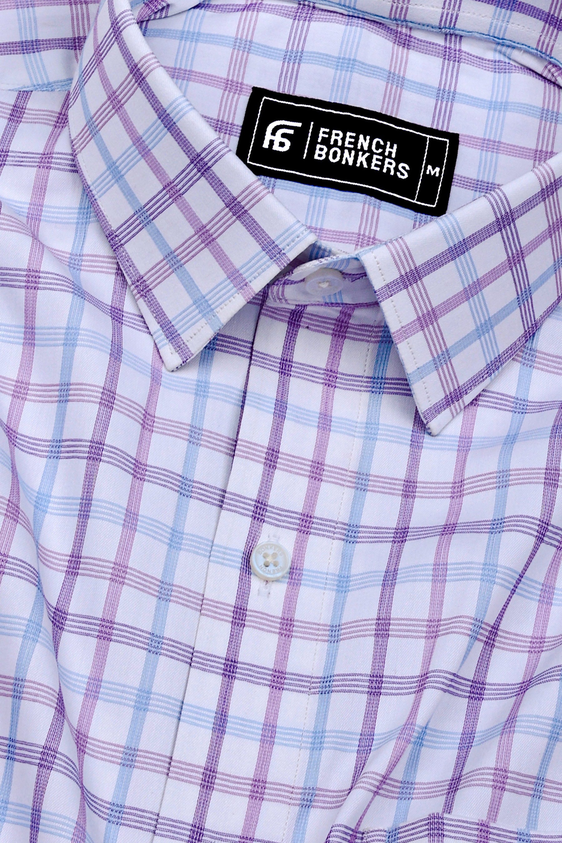 Belgra Blue With Purple Twill Check Cotton Shirt