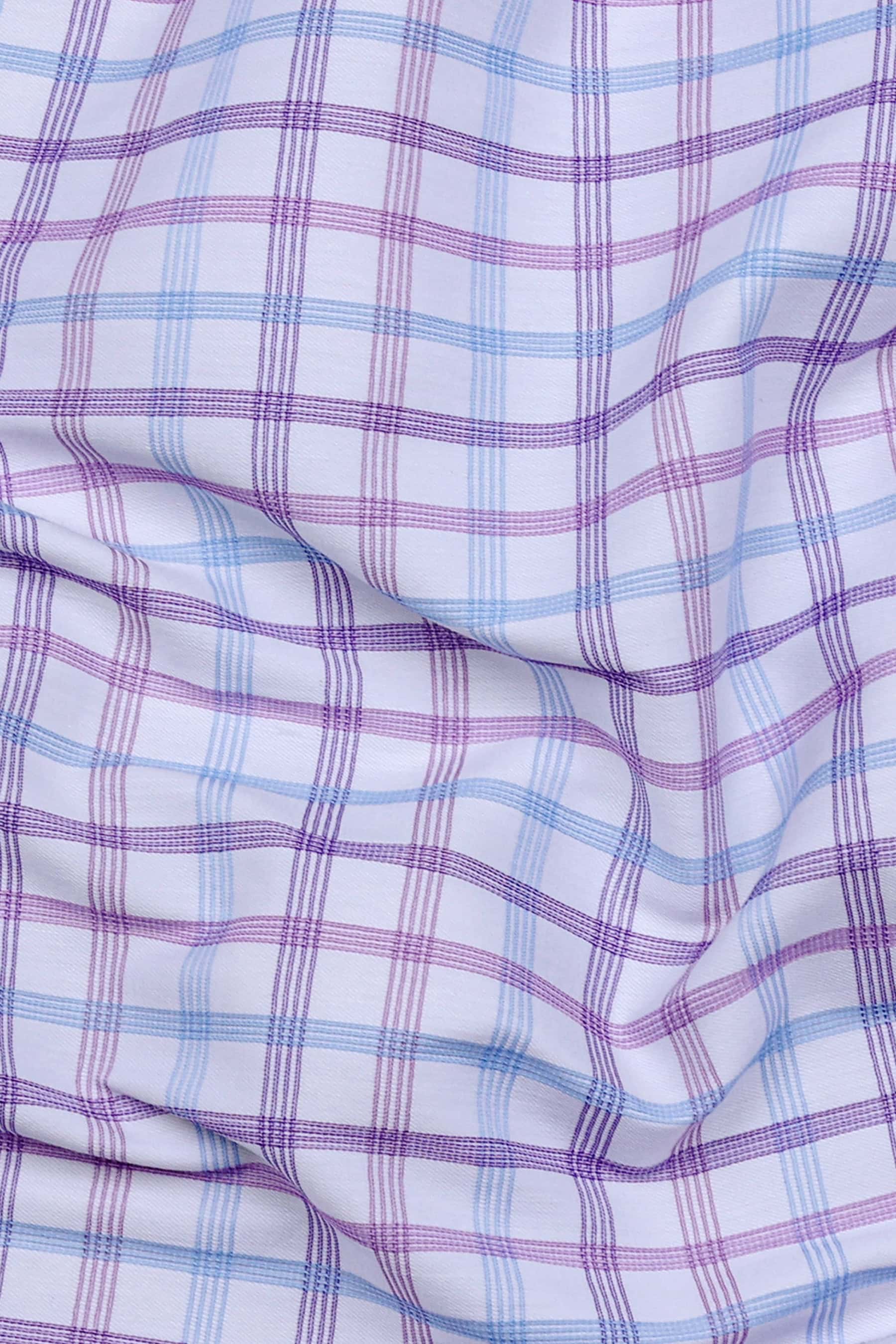 Belgra Blue With Purple Twill Check Cotton Shirt