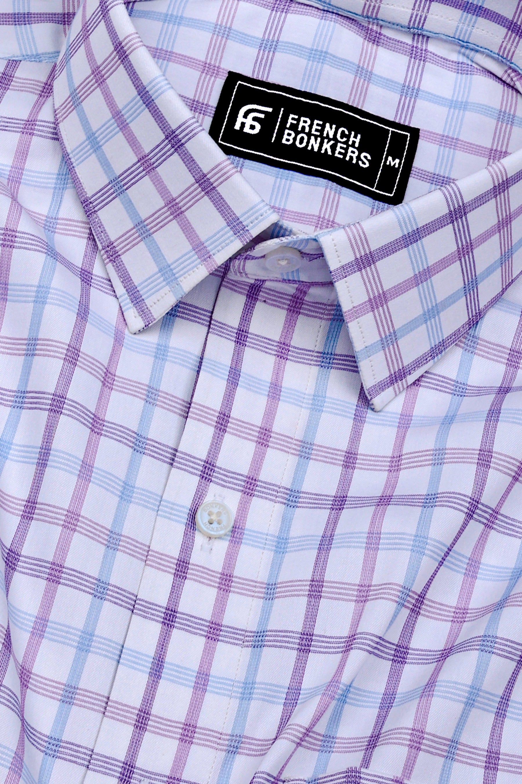 Belgra Blue With Purple Twill Check Cotton Shirt