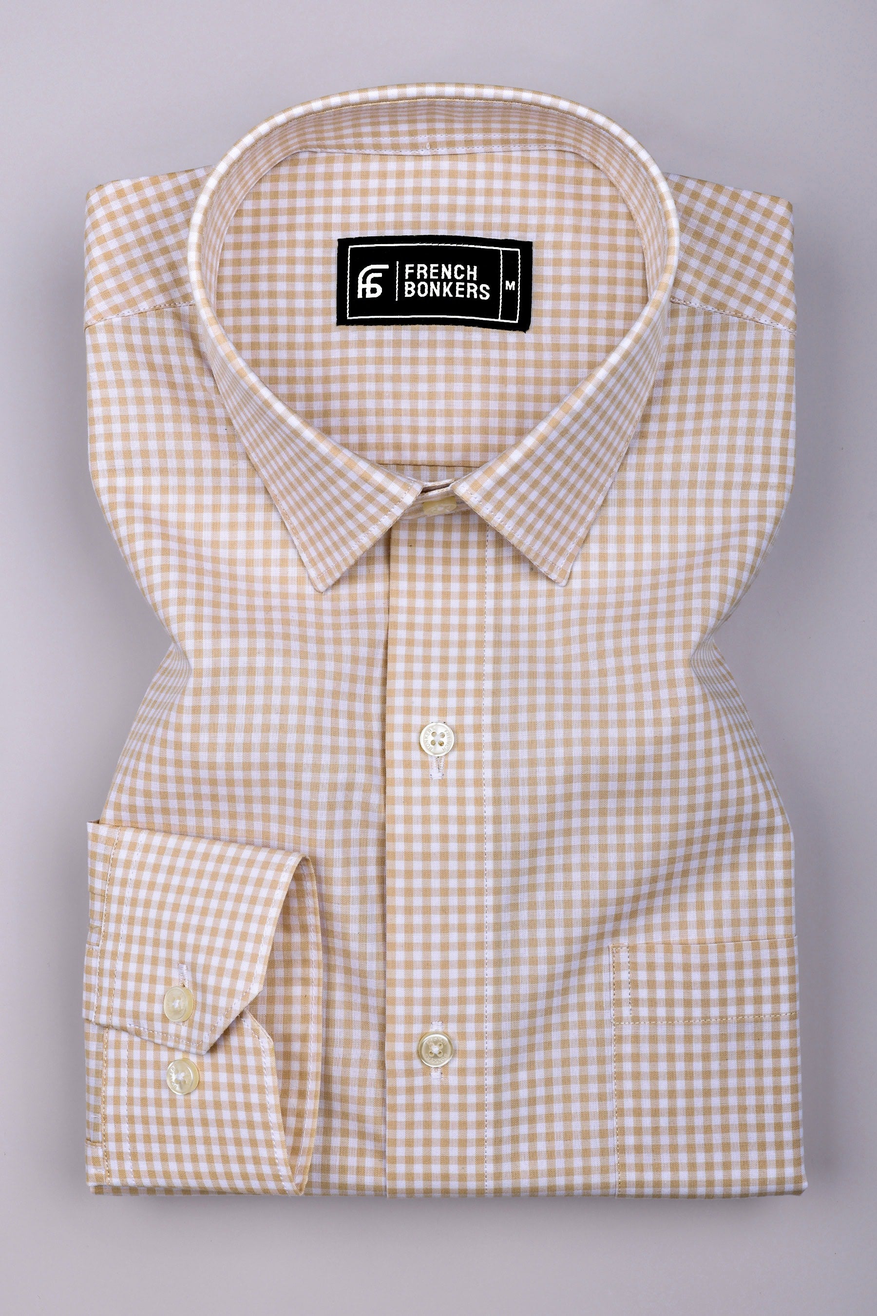 Costa Cream With White Check Cotton Shirt